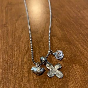 Southern vintage chic dove charm necklace